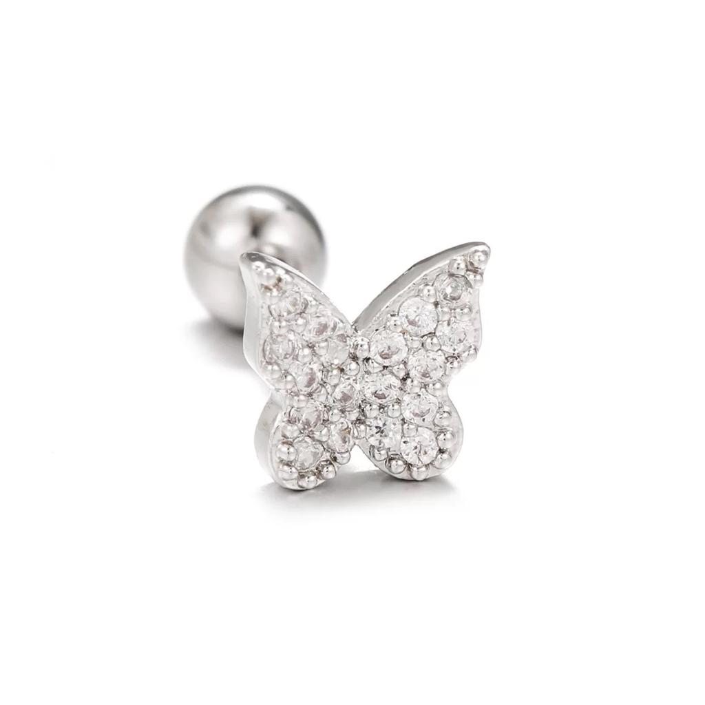 New Stainless Steel Zircon Cloud Moon Stud Earrings For Women Helix Tragus Cartilage Star Butterfly Earring Piercing Jewelry 1pc