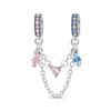 925 Silver Safety Chain Charm Bracelet Set Clover Lock Key Bear Peace Dove Fruit Decoration Beaded Fine Jewelry Gift