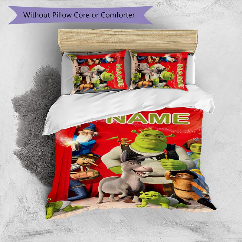 3pcs Shrek1 Cover Set - Personalized Name, HD Printed Bedding with 1 Cover and 2 Pillowcases - Perfect for Home Decor, Easy Care