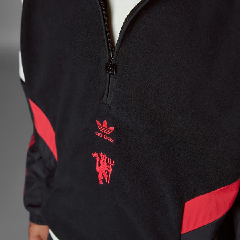 adidas Оригинальная мужская толстовка из полярного флиса Manchester Football United, черная, IS6528