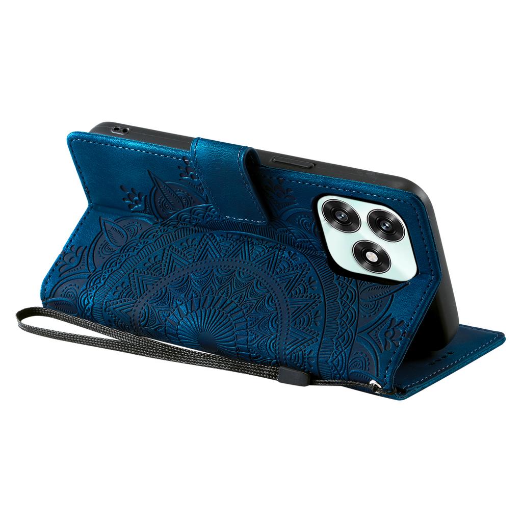 Phone Case For Honor Play10A 4G / X5c Plus 4G / X5c 4G Imprinted Totem Skin Feel Wallet Leather Phone Cover with Hand Strap