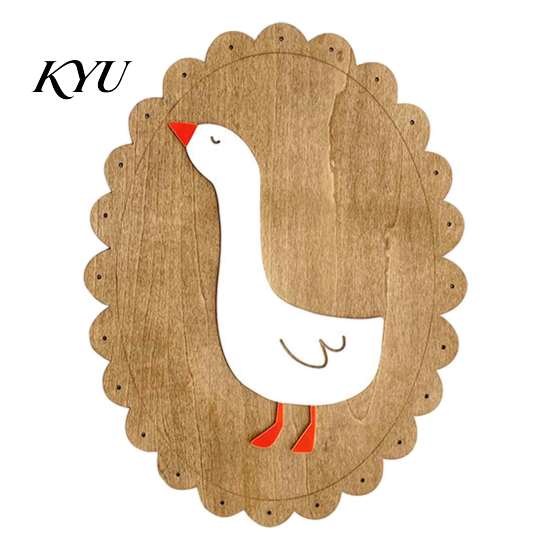 Safe Rounded Corner Wall Decor Rustic Wooden Stickers, Nordic Rabbit Goose Decor, Cute Retro Lace Baseboard Animal Art for Kids Bedroom Nursery