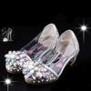 Fashion Cinderella Crystal Bright Diamond Shoes Girl Princess Single Shoes Girl Performance High Heels Shoes