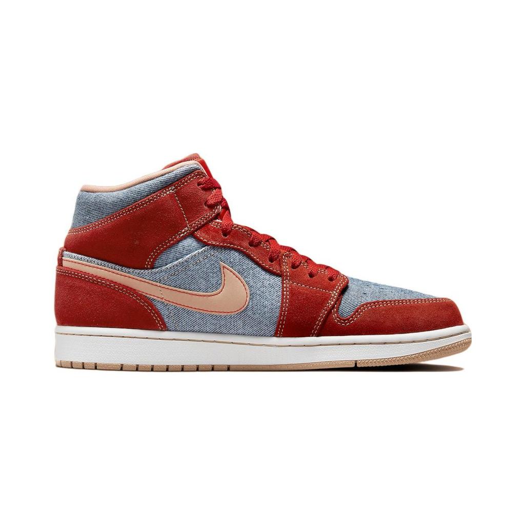 Air Jordan 1 Mid SE PS Denim Red Cinnabar Hemp White DM4383-600