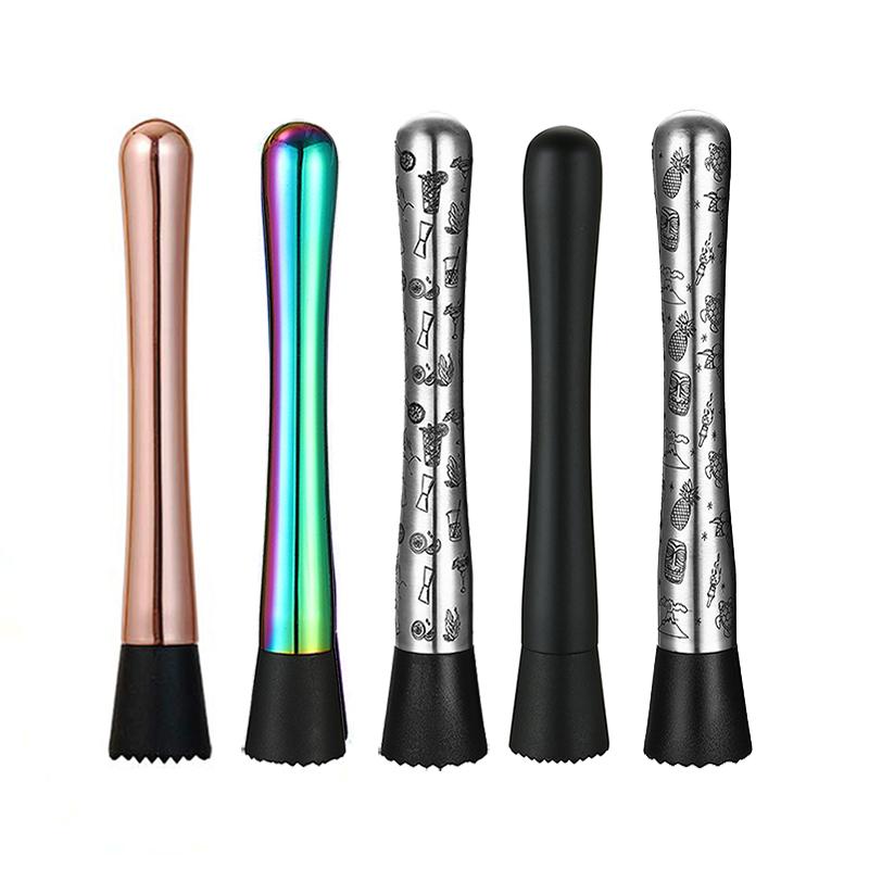 Stainless Steel Cocktail Drink Muddler - The Best Bar Tool for Old Fashioned Mojito Stainless Steel w/ Grooved Nylon Head 7