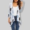 Women's Floral Print Irregular Three-quarter Sleeve Cardigan With Pocket Jacket