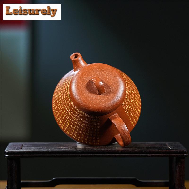 Чайник из фиолетовой глины Исин объемом 300 мл, ручной работы, с ложкой-горшком «Сто удач», сырой рудный красный глиняный чайник для заваривания чая, заварник для чая «Цзыша»