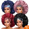 1PCS Satin Hair Bonnet For Women Elastic Wide Band Sleep Cap Silkly Satin Cap For Braid Curly Natural Straight Hair - Bathroom Accessories