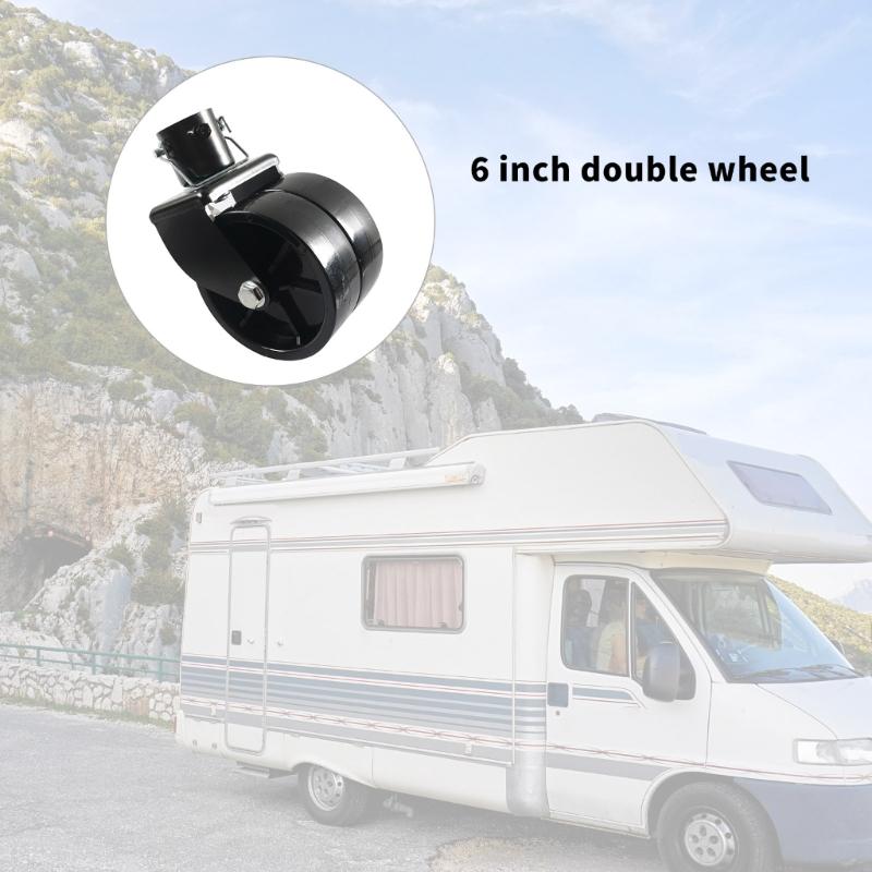 Universal 6 Inch Rotates Caster Wheel Double Wheel Rotates Casters Simple Installation Suitable for Most Trailer Jacks