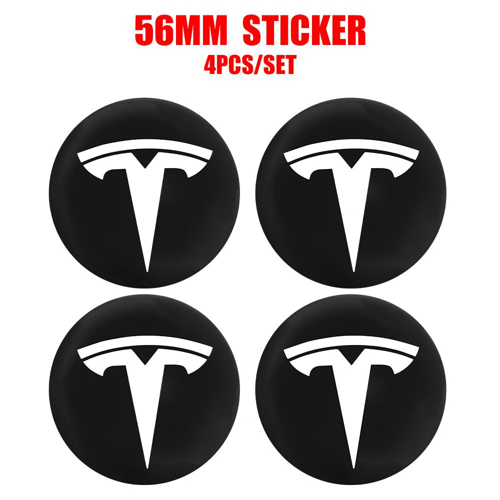 4Pcs 56mm Car Wheel Center Hub Caps Badge Sticker Accessories For Tesla Model 3 Roadster Model Y Model S Model X Cybertruck Semi