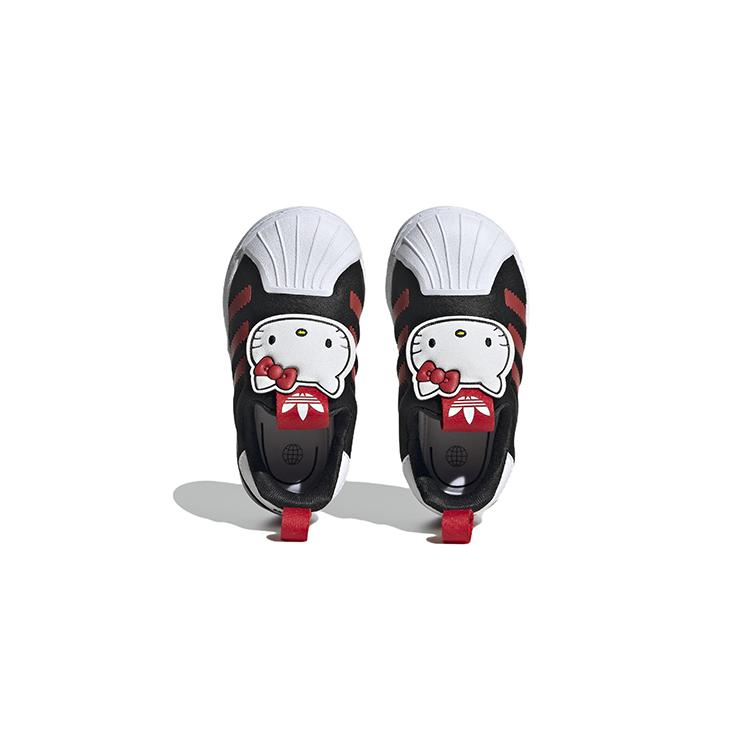 Hello Kitty x Adidas Originals SUPERSTAR 360 Низкие кроссовки для малышей и детей ясельного возраста, устойчивые к истиранию, Черный Белый Красный HQ4091
