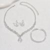 Fashion Bare Diamond Zircon Necklace Earrings Bracelet Women'S Set Super Flash Full Diamond Three-Piece Set
