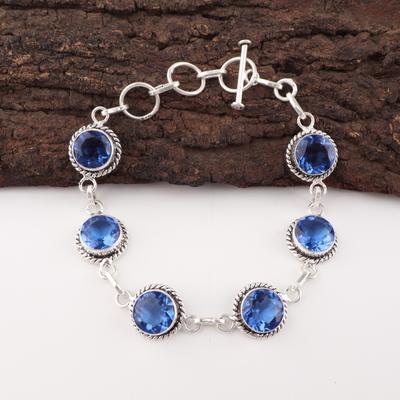 Танзанит Драгоценный Камень 925 Стерлинговое Серебро Ювелирное Изделие Ручной Работы Браслет 7-9" Для Подарка RB-16-6