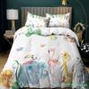 Комплект постельного белья с изображением животных Queen Cute African Animal Print Twin Комплект постельного белья из микрофибры с красочными животными джунглей для вечеринки в зоопарке Покрывало для пододеяльника