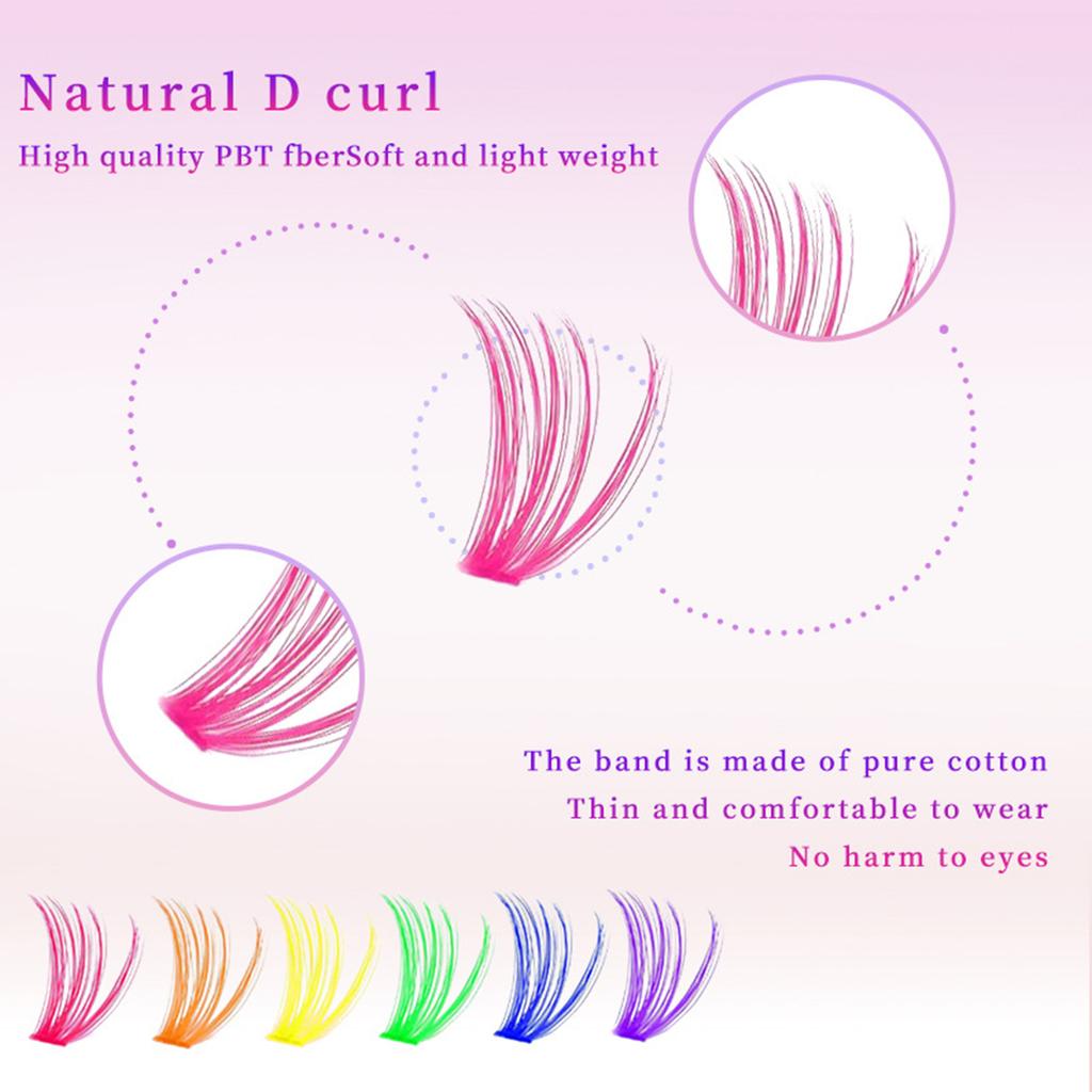 Colored Lash Clusters Kit Individual False Eyelashes Set Segmented Fake Eyelashes with Lash   and   and Lash Tweezers