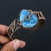 Neon Blue Apatite Handmade Copper Wire Wrap Bangle Adjustable L0v25