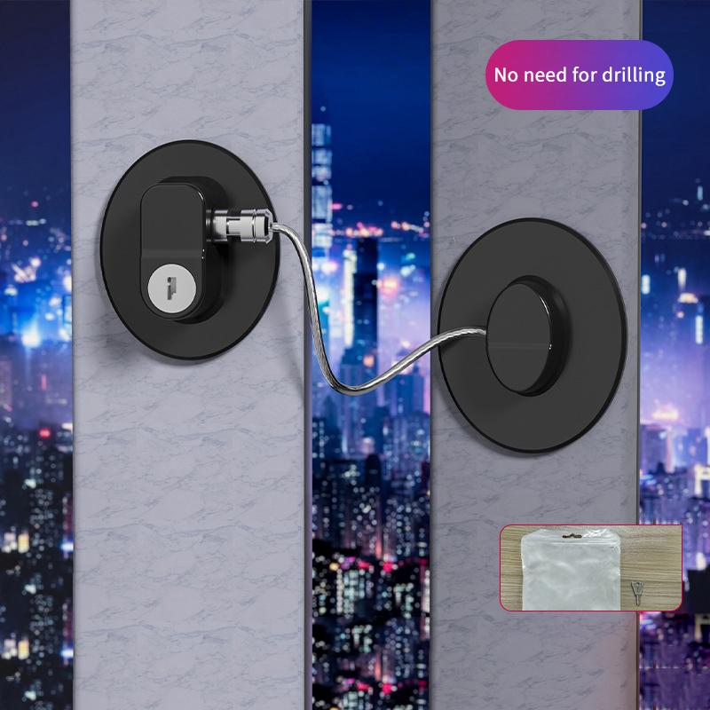 Овальный замок безопасности для детей с ключом, без сверления, защита от детей для холодильника, окна, шкафа