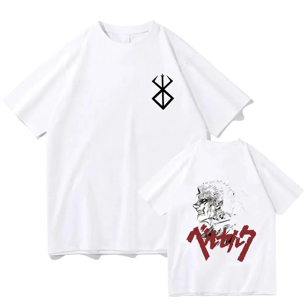 Футболка аниме Berserk, летняя унисекс женская хлопковая футболка большого размера с коротким рукавом, футболка с принтом, топы 2024 года, футболка, трендовая одежда для фанатов