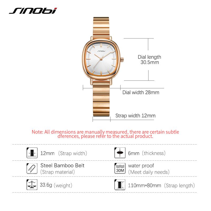 SINOBI Golden Woman's Watches Fashion Casual Ladies Quartz Wristwatches Top Brand Elegant Women's Clock