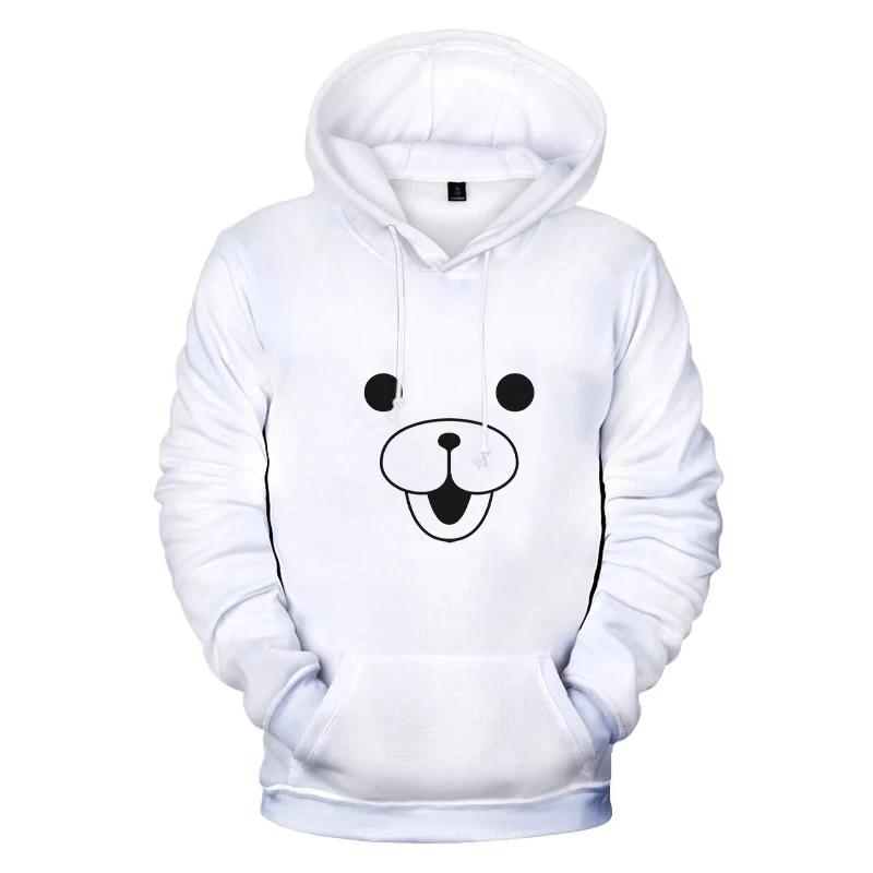 Аниме Danganronpa Monokuma Black White Bear 3D Hooded Streatwear Косплей Женщины Мужчины Повседневная толстовка с капюшоном Куртка Пальто Топ