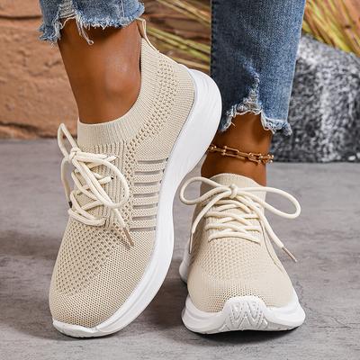 Модные дышащие вязаные кроссовки на платформе для женщин Легкие нескользящие беговые кроссовки Женские удобные кроссовки с мягкой подошвой Слипоны Спортивная обувь