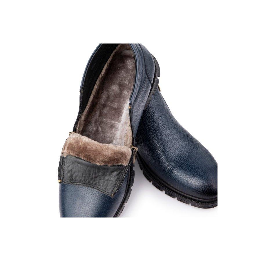 Мужские повседневные стильные ботинки из натуральной кожи на резиновой подошве с меховой подкладкой