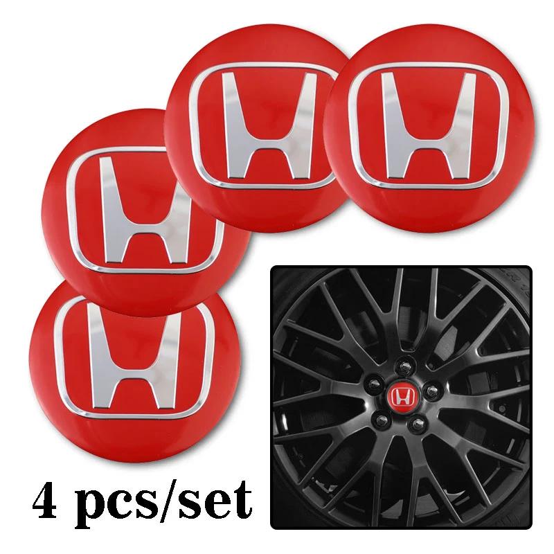 TR1-56MM 4Pcs Car Emblem Wheel Hub Center Cap Sticker Rim Badge Cover For Honda Stepwgn Prelude Odyssey Vezel FIT CRV CRZ CRX Accord