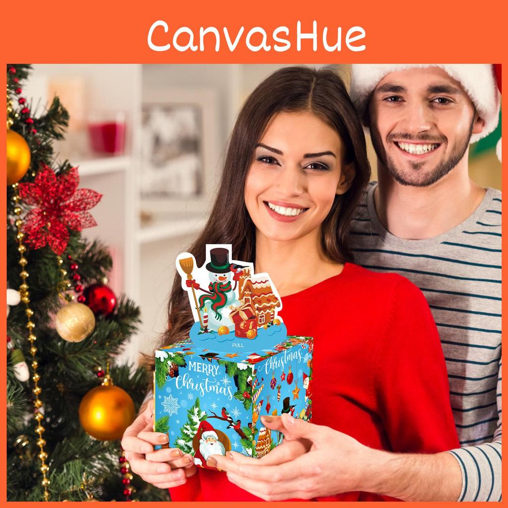 Blue Christmas Theme Pattern Gift Box For Festive Decorations