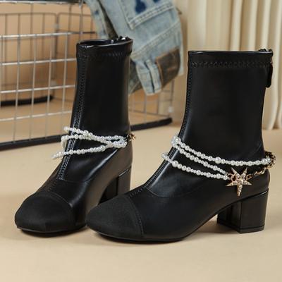 Обувь для женщин Осенняя мода Круглый носок Толстая подошва Универсальные ботильоны Женские толстые каблуки Платформа Удобные короткие ботинки