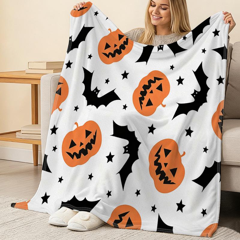 Soft Warm Lightweight Flannel Blanket Halloween & Christmas Collection, Versatile Cozy Home Throw for Indoor Relax