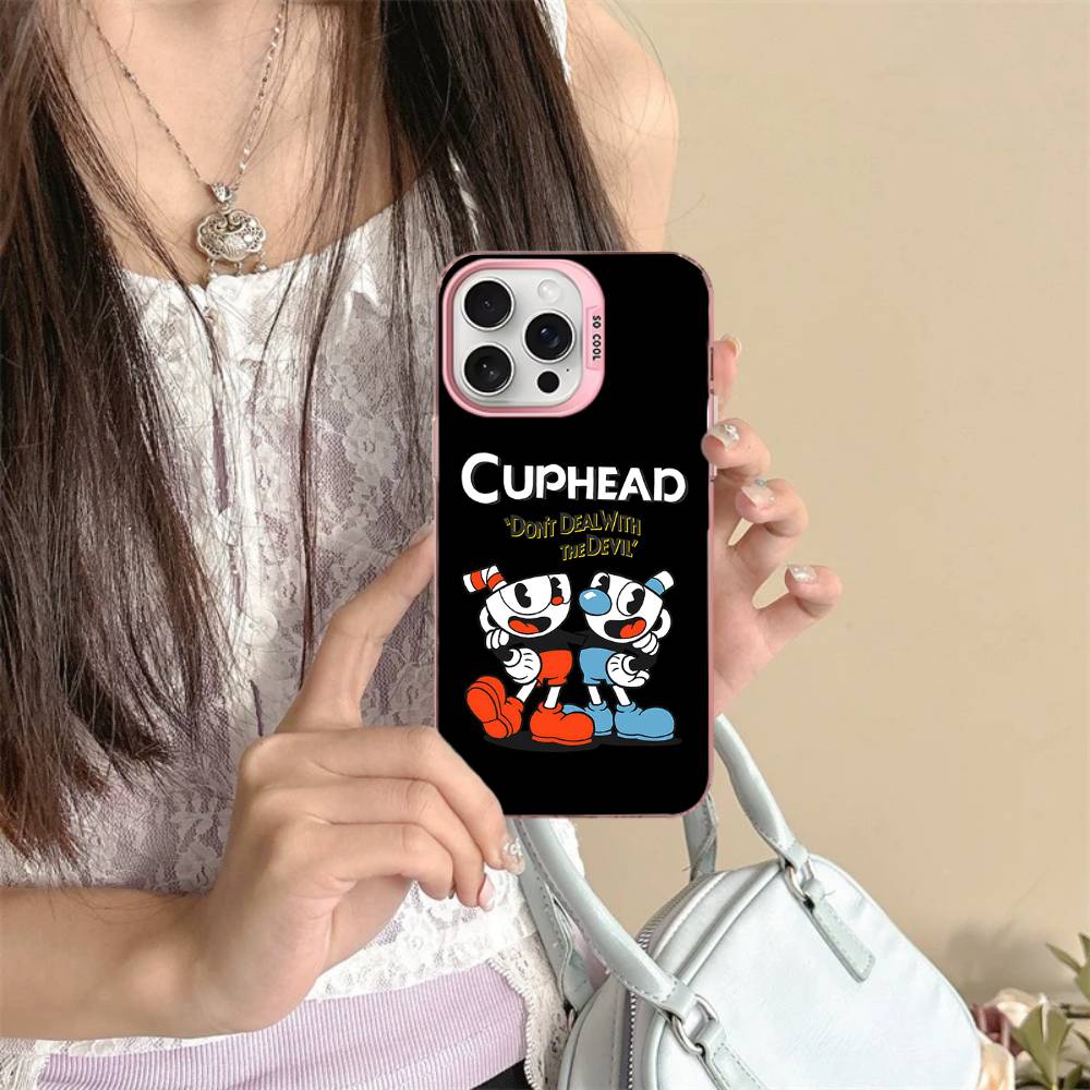 Anime Cuphead Cartoon Phone Case For IPhone 16 15 14 13 12 11 17 Pro MAX Plus Pro Matte Shockproof Cover