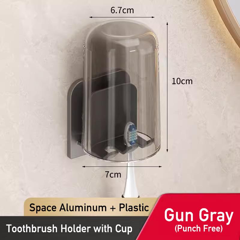 Алюминиевый держатель зубной щетки настенный без сверления липкий органайзер стойка для ванной без перфоратора электрический держатель зубной щетки с чашкой