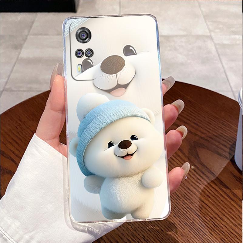 Для Vivo Y31 2021 Y51 2020 Y53S Чехол V2036 V2030 Сердечко Кролик Тонкий Прозрачный Мягкий Силиконовый Задняя Крышка Для Vivo Y 31 Y 51 Корпус