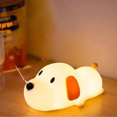 Ночник Силиконовый Папа Щенок Ночник USB Перезаряжаемый Диммируемый Щенок Ночник Милый Мягкий Животный Светильник Декор для Спальни