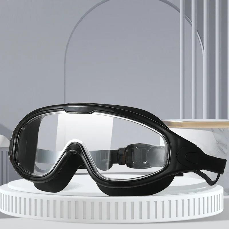 Big Frame Swimming Goggles Adults with Earplugs Swim Glasses Men Women Professional HD Anti-fog Goggles Silicone Eyewear2