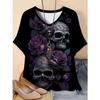 Футболки больших размеров, женские, с короткими рукавами, с 3D-принтом, праздничный животный узор, выходные, базовая футболка с V-образным вырезом, лето