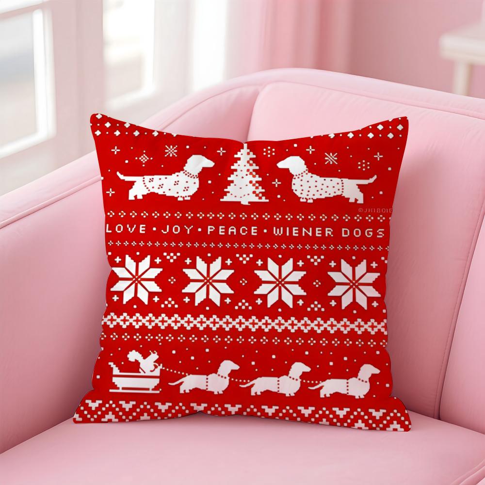 Christmas Adorable Reindeer Cushion Cover Linen Pillowcase Cover Soft Decor for Sofa Home Room