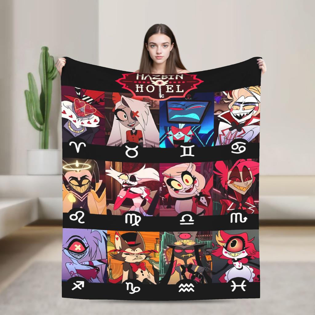 Vox Alastor Hazbin Hotels Blanket Super Soft Graphic Plush Throw Blanket For Girls Boys Living Room Flannel Bedspread Bed Cover