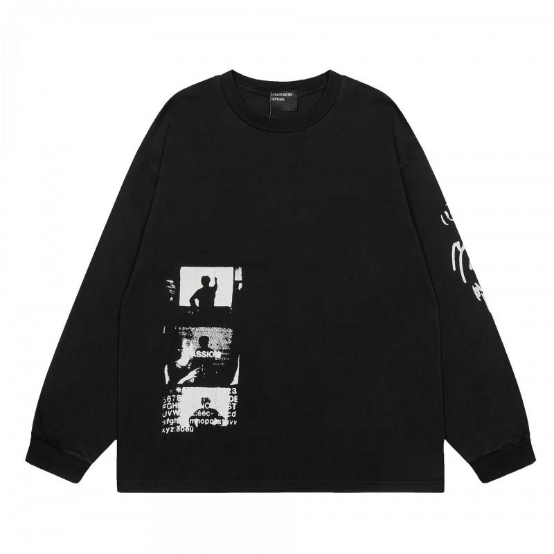Long Sleeve T-Shirt Teen Boys Vintage Letter Print Relaxed Fit Streetwear Style 2025