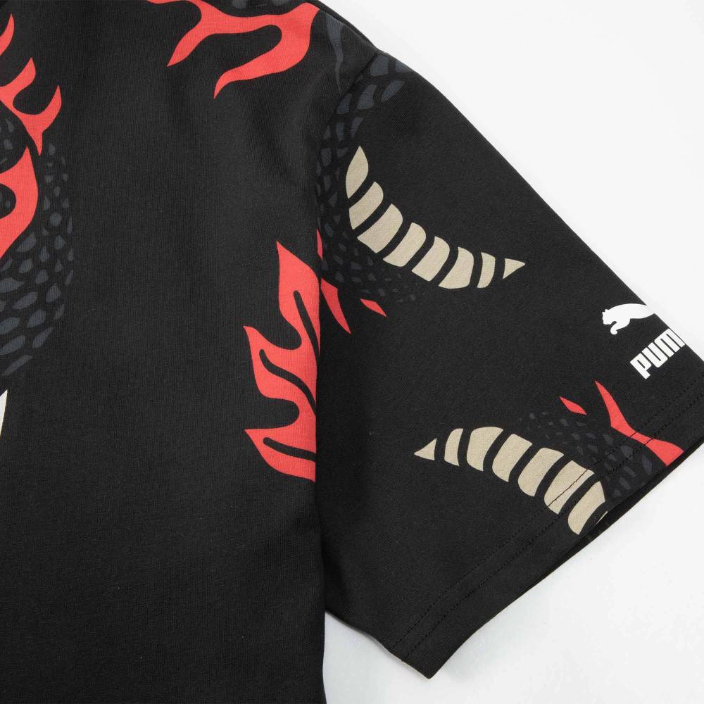 Puma Футболка X Staple Year Of The Dragon Series с принтом по всему периметру, повседневная, с круглым вырезом и коротким рукавом, мужские топы, черная 625097-01