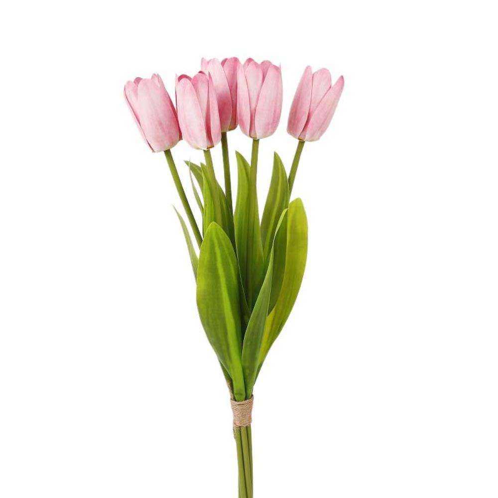Real Touch Artificial Tulip Flowers Realistic Handmade Simulation Big Tulip 5-Heads 52 cm Faux Tulip Branch Dining Table