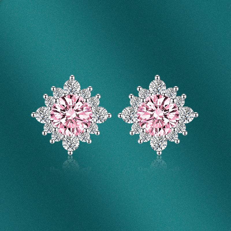 BELLA BOX Серьги-гвоздики с иглой и солнцем, женские корейские модные новые красочные ювелирные серьги с желтым бриллиантом и розовым бриллиантом