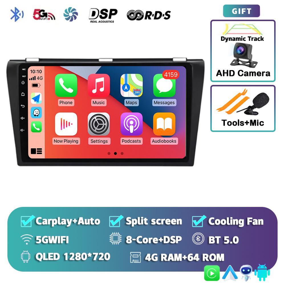 Android 14 Carplay Auto Car Radio For Mazda 3 2004-2009 Multimedia Video Player Navigation Speakers Head Unit Stereo 2 Din Audio
