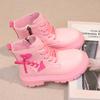 Children Fashion Boots Girls Ankle Boots Pink Elegant Zipper Cool Love Pattern Kids Princess Leather Boots Non-slip Size 26-37