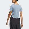 Adidas Originals Trefoil Corset Tee Sporty Crop Top Short Sleeve Women Tops Texture-Blue IX1909