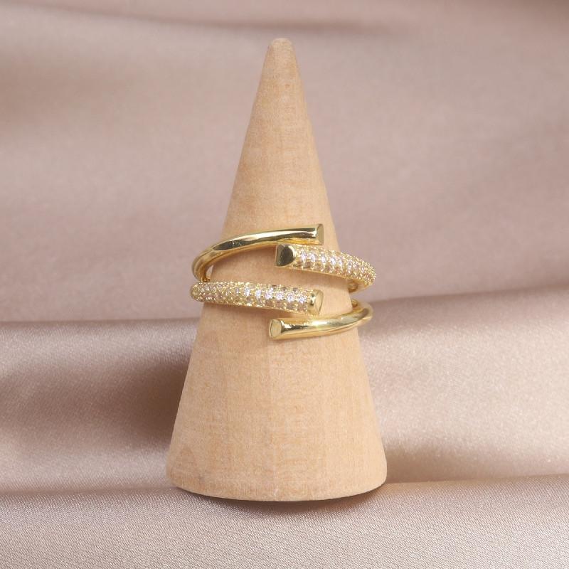 Корейский дизайн модные ювелирные изделия 14K настоящее золотое покрытие двойной крест циркон кольцо элегантное женское открывающееся регулируемое кольцо
