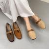 Genuine Leather Solid Color Loafers Casual Simple Soft Cowhide Women's Soft Soled Flat Shoes