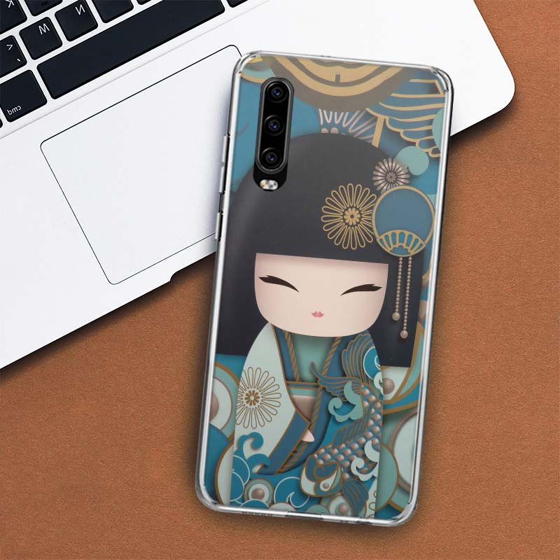 Кукла Кокэси-кимоно для девочек, чехол для телефона для Huawei P30 P20 P10 P40 P50 Pro Mate 20 40 30 10 Lite, популярные Fundas Art Gift Coque