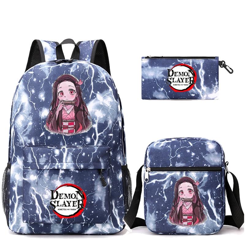 3 шт./компл. рюкзак «Убийца Демонов» в стиле аниме с сумкой на плечо, пенал для мальчиков и девочек, школьная сумка для книг, мужская и женская дорожная сумка