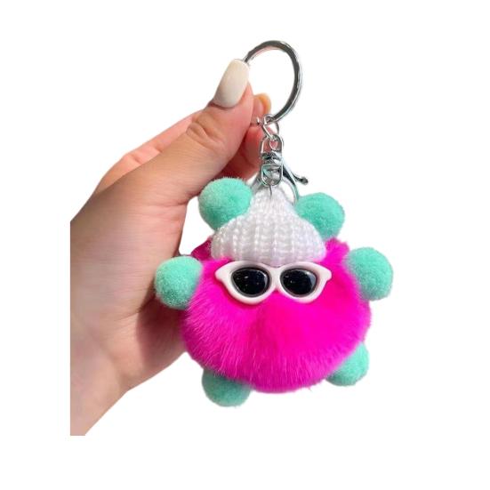 Брелок Мультяшная Кукла в Шляпе Очки Декор Шарм Имитация Кроличьего Меха Брелок для Ключей Ключи Рюкзаки Автомобили Аксессуары